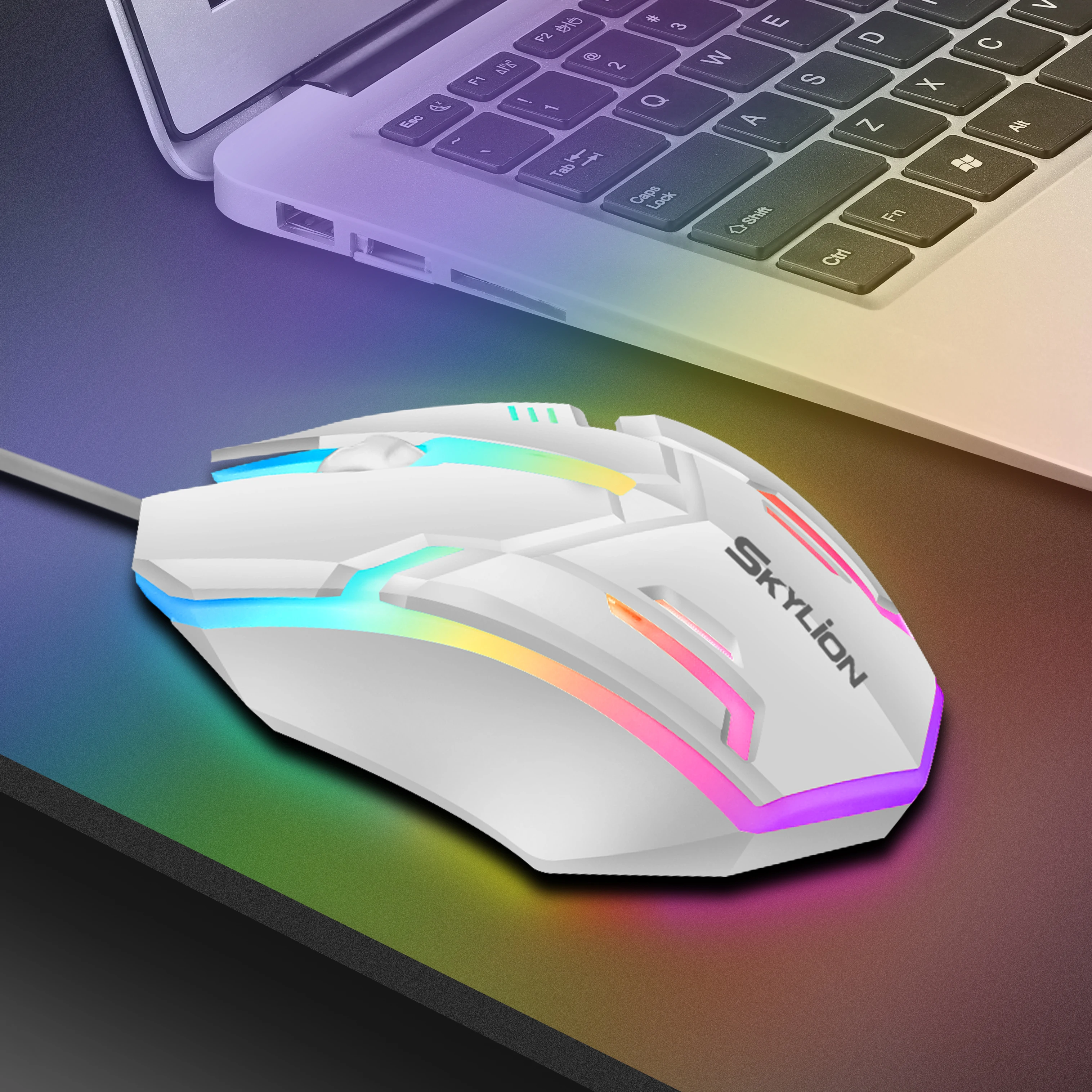 SKYLION F1 Wired 3 Keys Gaming Mouse Colorful Lighting Gaming and Office For Microsoft Windows and Apple IOS System
