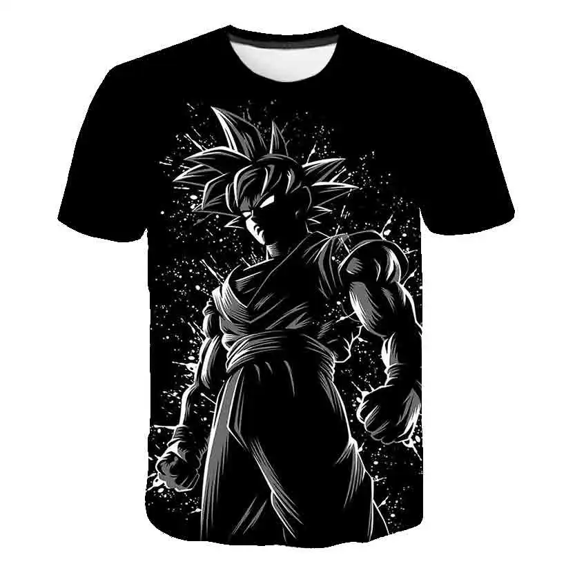 Dragon Ball Son Goku camiseta infantil, desenho animado de anime, branco e  preto, curto e curto, meninos e meninas, terno de bebê, verão - AliExpress