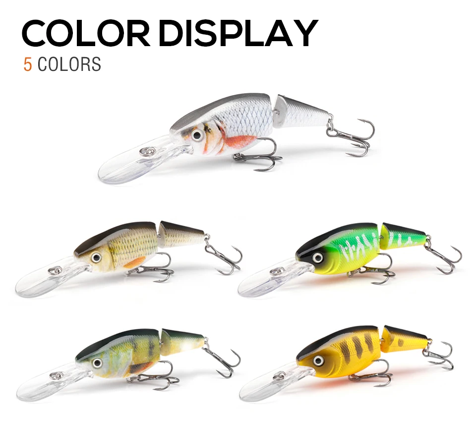 GOBASS 2-Segment Jointed Lures For Fishing 105mm 15g Floating Black Minnow Lures Artificial Bait Crankbait Fishing Accessories