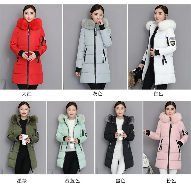 Parkas Women 2026 Winter Jacket Coat High Quality Hooded Fur Collar Outwear Female Parka Thick Cotton Padded Female Overcoat