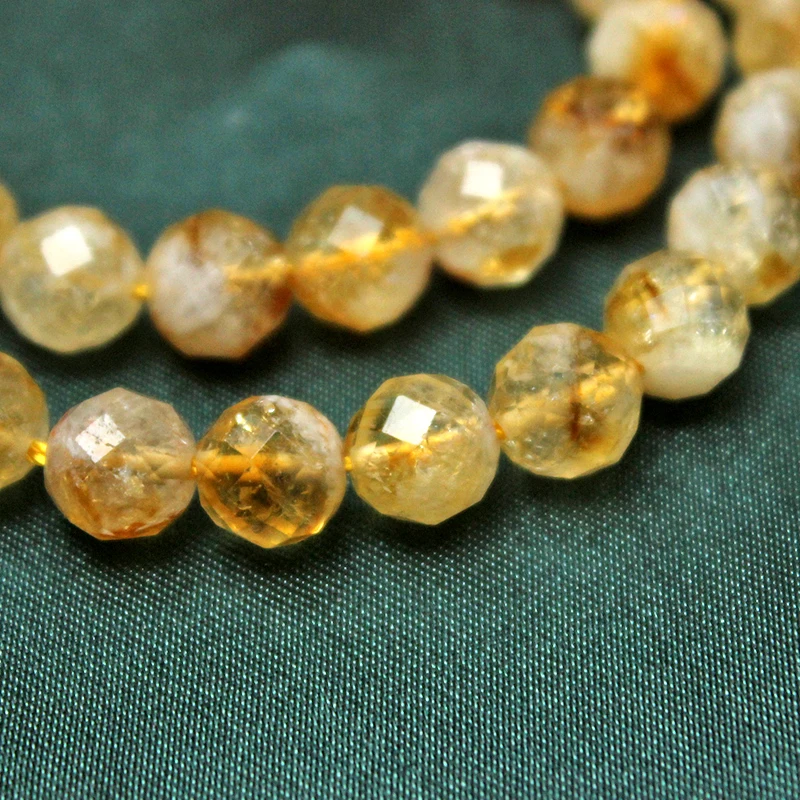 Yellow Crystal Citrine Round Beads For Jewelry Making Accessories