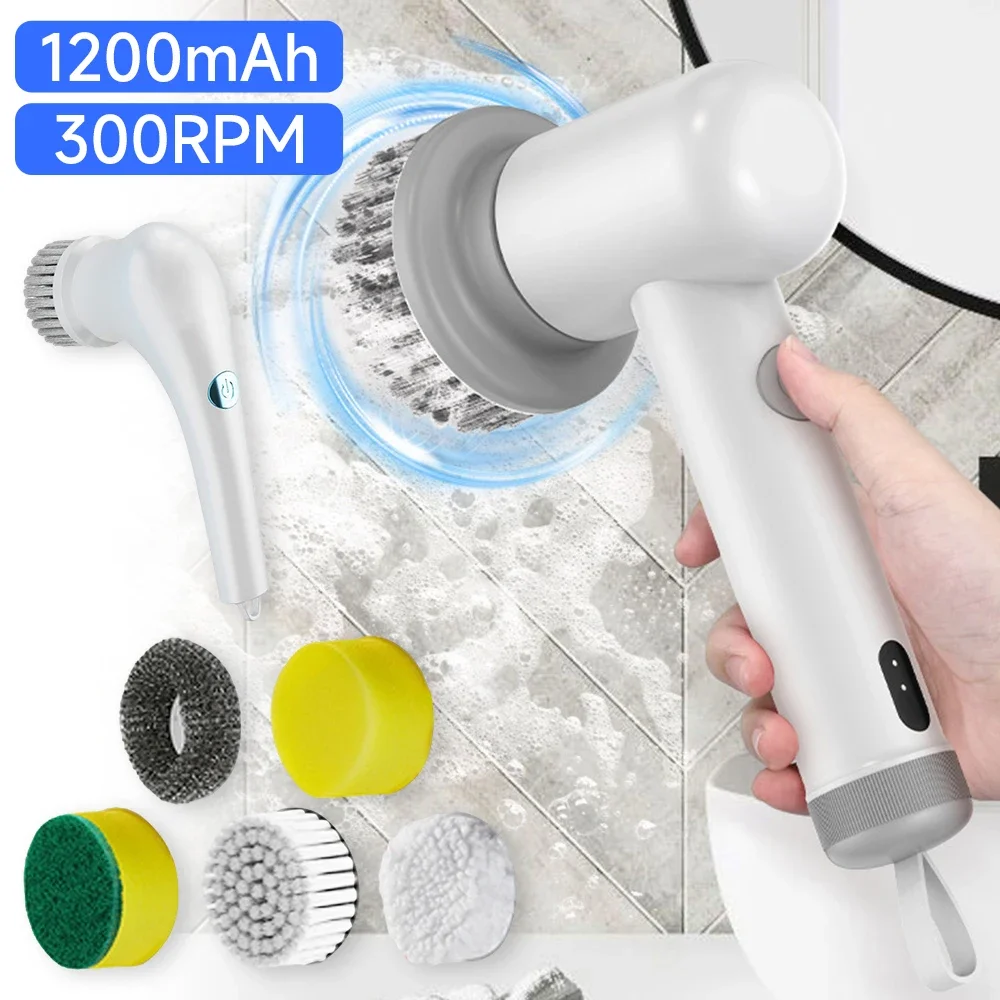WirelessElectricCleaningBrush1200mAhUSBHouseholdPowerScrubberKitchenBathroomCrevice