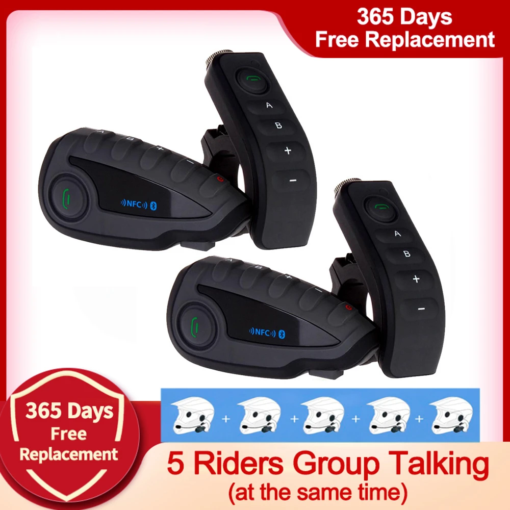 vergiftigen rietje Snel V8 1200M Bluetooth Intercom Motorcycle Helmet Interphone Headset NFC Remote  Control Full Duplex +FM|Helmet Headsets| - AliExpress