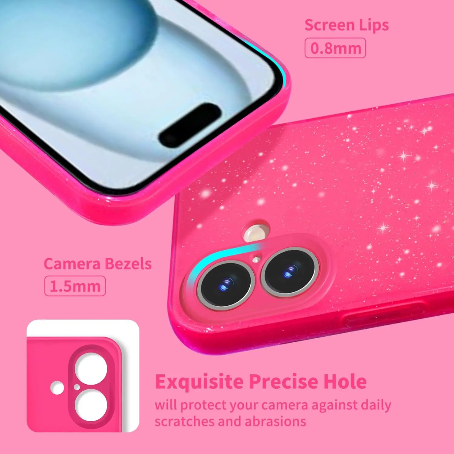 Hot Pink Rose Glitter Phone Case - Stylish Sparkle Cover