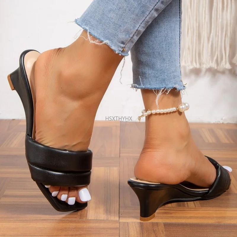 

Women Flats Slippers Casual Beach Sandals 2023 Spring New Trend Slingback Shoes Square Toe Slides Fashion Women