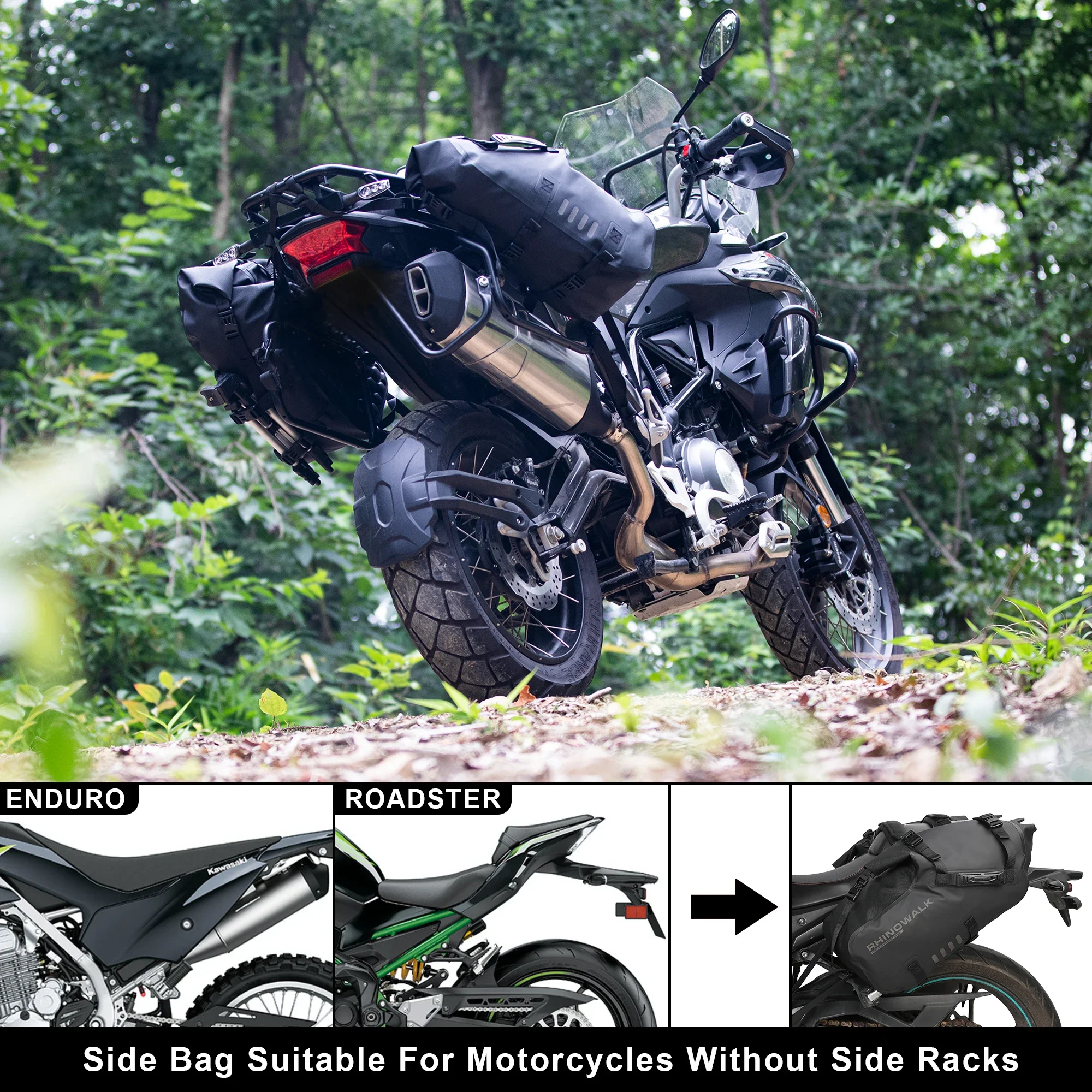 Rhinowalk-オートバイサドルバッグ,100% 防水,大容量18l/28l/48l 