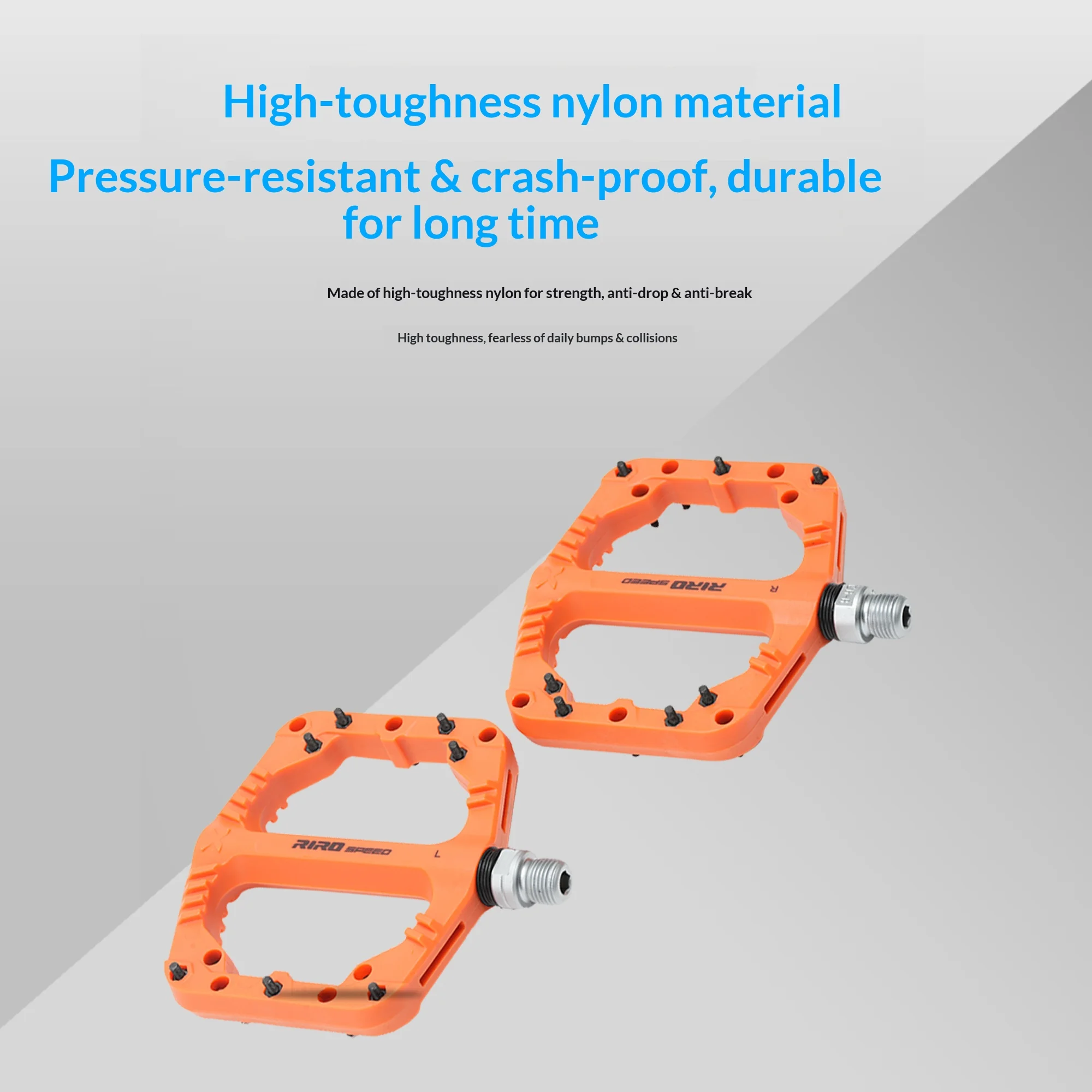 RIRO NL88 Nylon Fiber MTB Platform Pedals Anti-Slip Sealed Bearing 9/16 BMX Cycling - Image 3