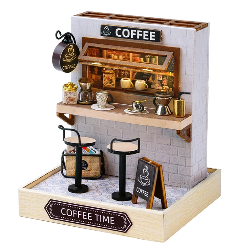 Deluxe Milk Tea Dollhouse DIY Kit: Handmade 3D Puzzle and Wooden Crafts