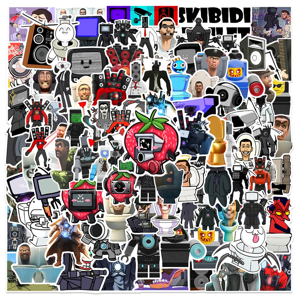 

10/30/50/100PCS Classic Skibidi Toilet Game Stickers Funny Cartoon Graffiti Sticker Luggage Laptop Fridge Cool Anime Decals Pack