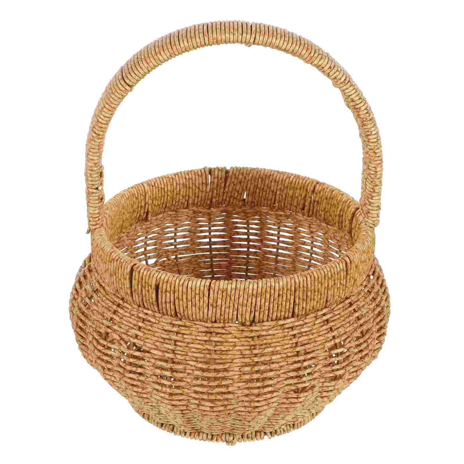 

Egg Basket Household Woven Basket Pastoral Style Woven Basket Fruits Picking Basket