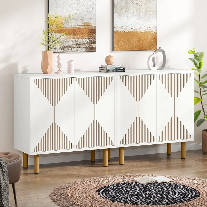 

Modern Grey Storage Cabinet Set, Freestanding Floor Cabinet, Classic 59 inches Sideboard, Wood Buffet Cabinet