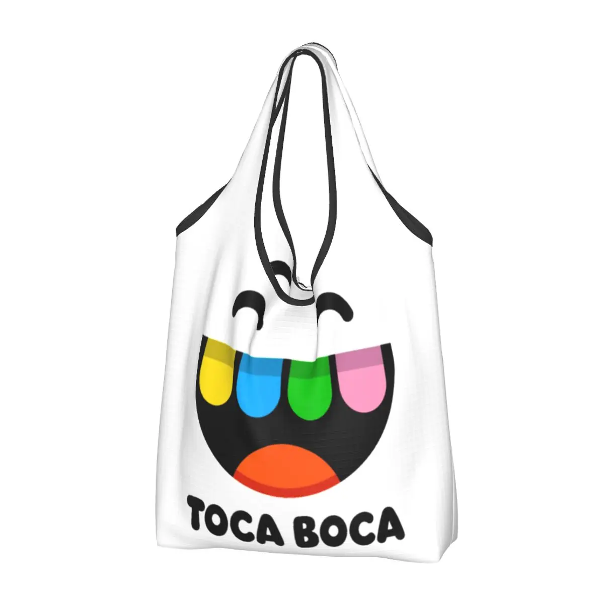 

Toca Boca Cartoon Gamer Shopping Bag Foldable Grocery Eco Bags Large Capacity Recycling Bags Washable Handbag