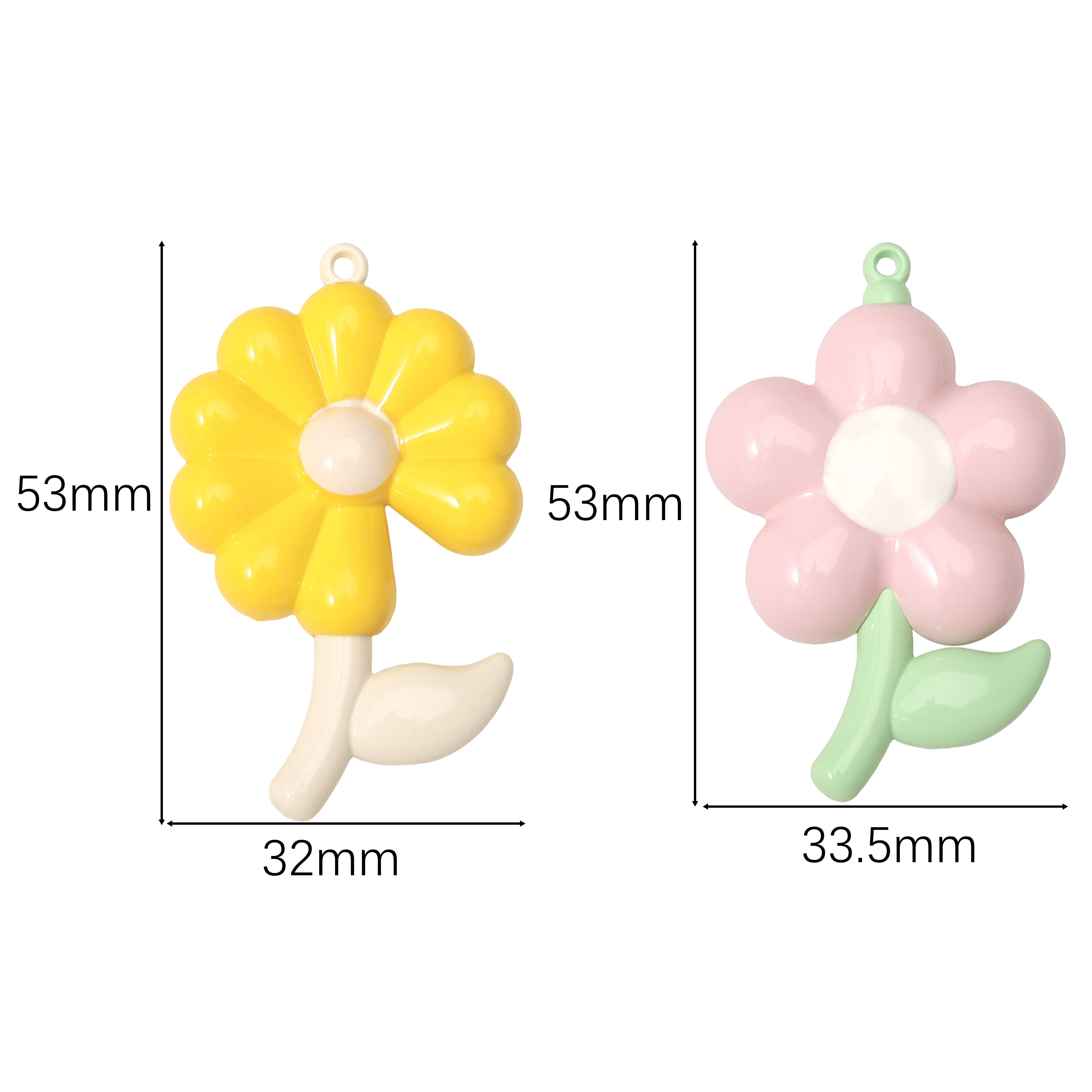 1pc 33.5x32mm 5mm 구멍 아크릴 도파민 꽃 구슬 DIY 쥬얼리 만들기 용품 키 체인 참 액세서리 발견품 공예품
