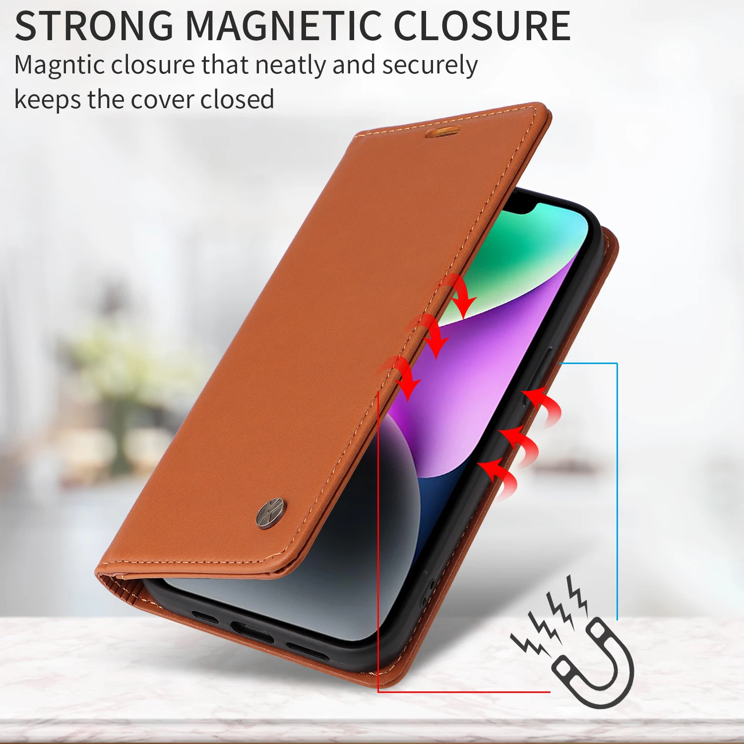 Premium Magnetic Leather Wallet Case