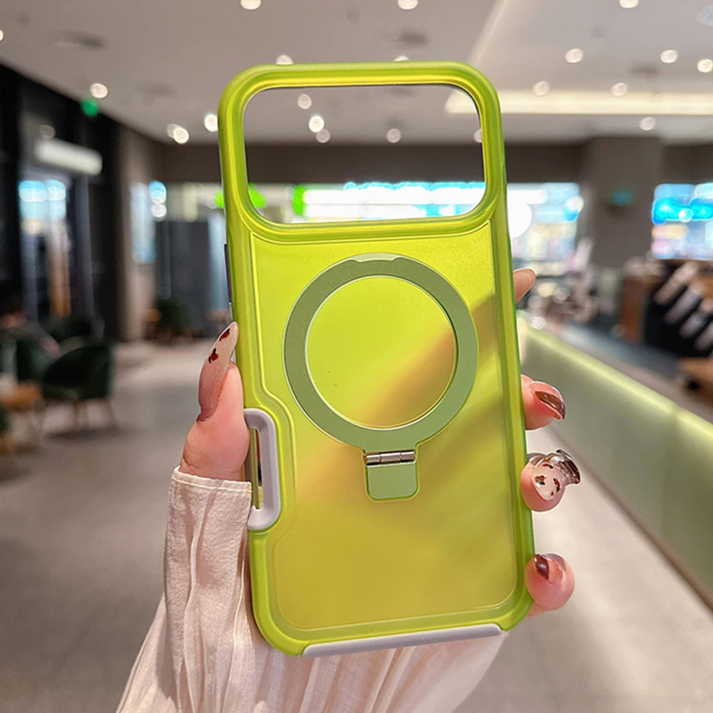 Foldable Magnetic Stand Phone Case - Clear Candy Color with Dual Layer Protection