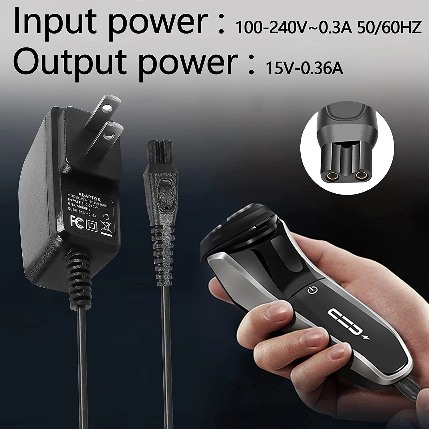 

Shaver Charger Cord for Philips-Norelco-Hq8505 Replacement Fit Norelco 7000 5000 3000 Series Electric Shaver US Plug