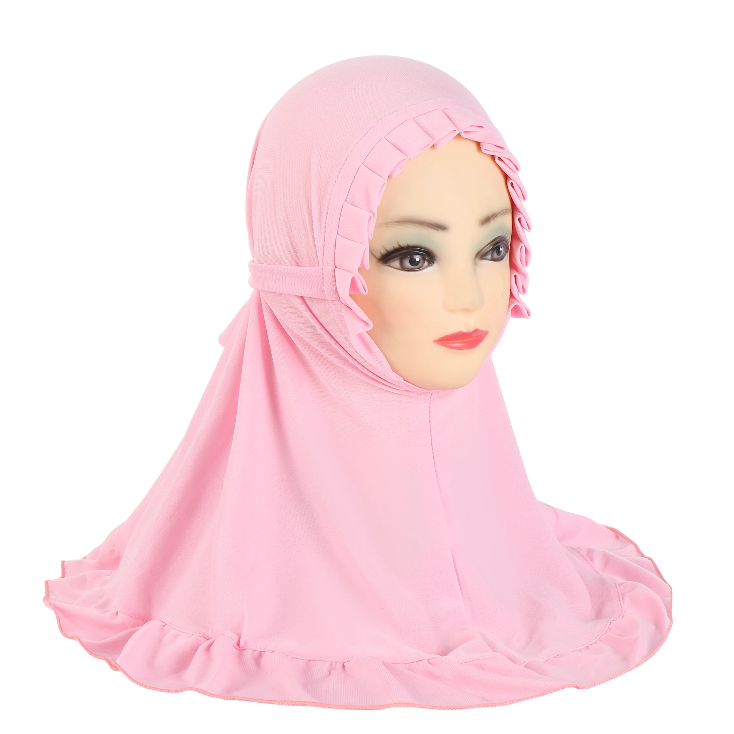 H364 Beautiful Small girl Al amira crinkle hijab fit 2-6 years old kids pull on islamic scarf headscarf