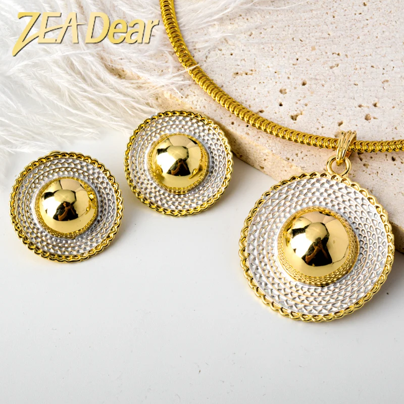 

ZEADear Jewelry Set Exquisite Dubai Gold Plated Flower Butterfly Knot Earrings Pendent Necklace For Women Wedding Party Gift