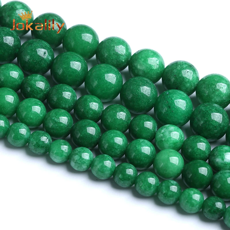 Natural Green Burmese Jades Stone Beads For Jewelry Making Round Loose Beads Fit Diy Charms Bracelets Necklace 4 6 8 10 12Mm 15"