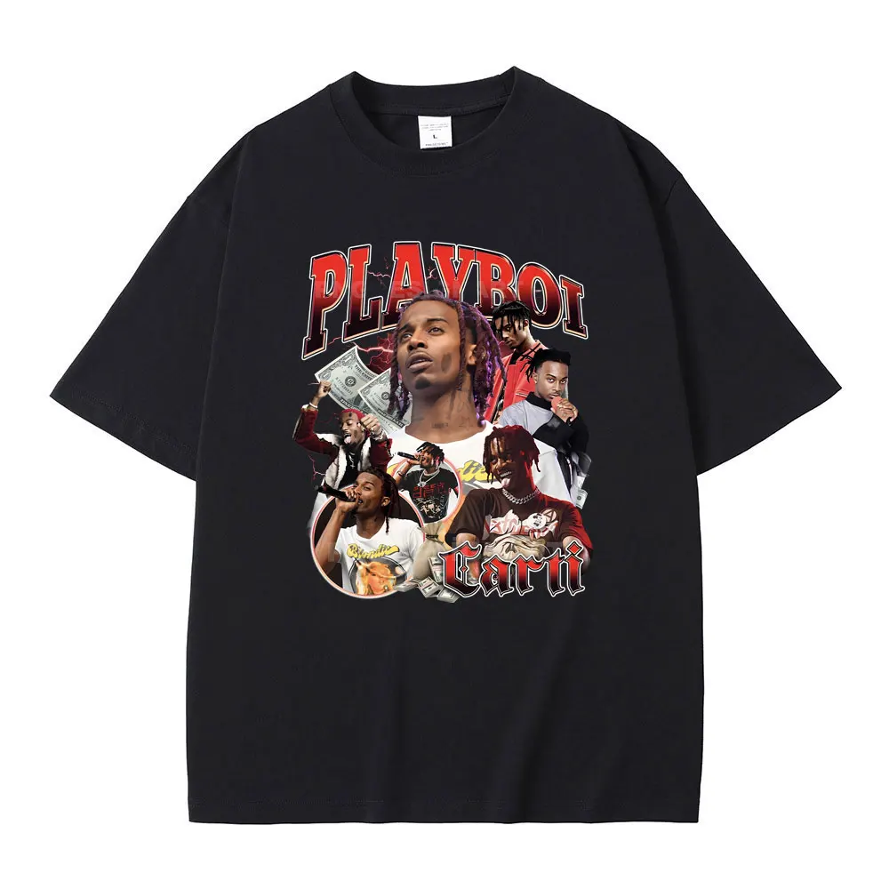 

Rapper Playboi Carti Print T Shirt Regular Men's Tops Tees Vintage Streetwear Male Hip Hop T-shirts Men Casual Oversized Tshirt
