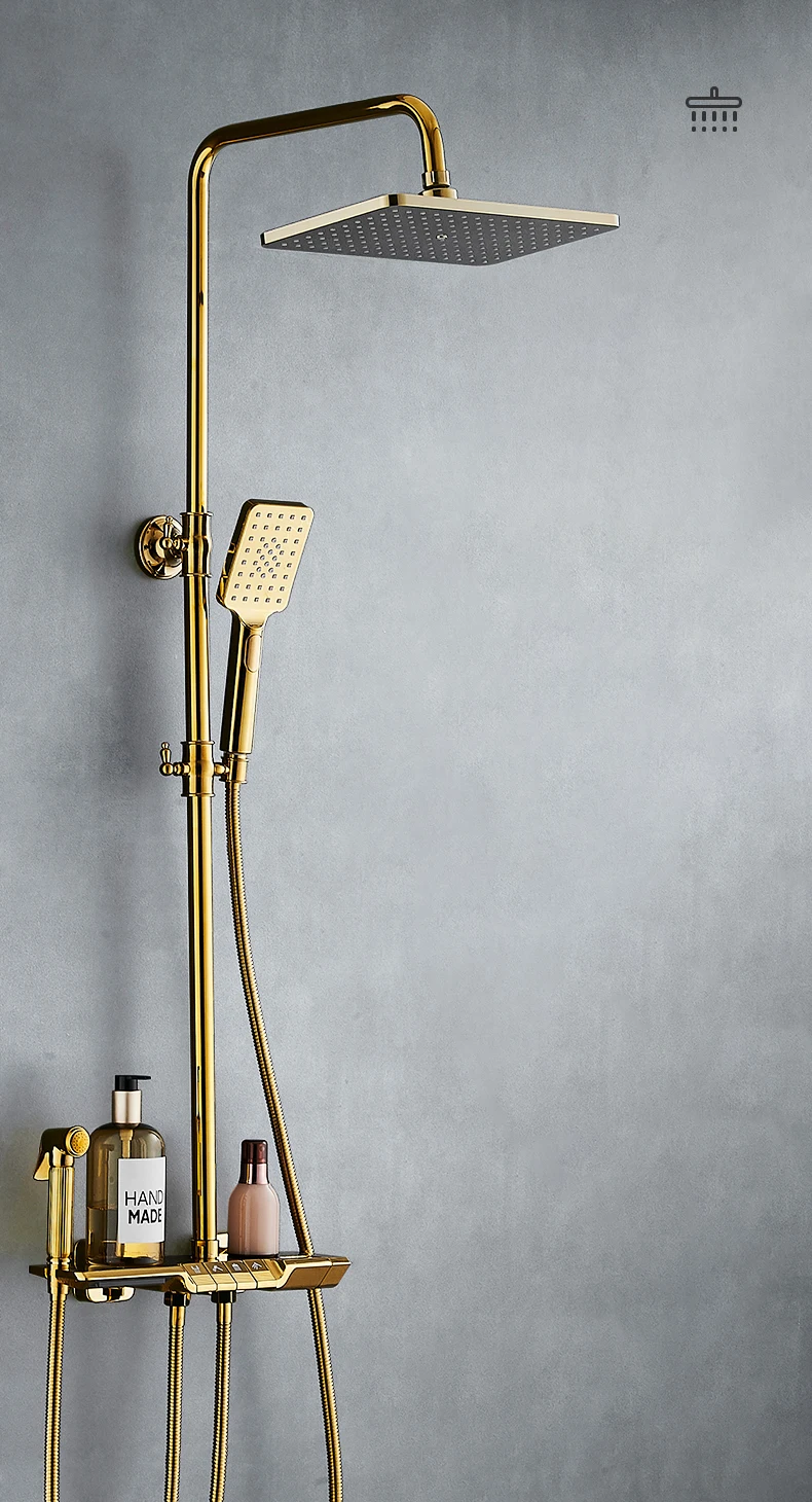 Description Picture 5 of itemGold Piano Digital Shower System Set Smart Hot Cold Bathroom Mixer Faucets Accessories Rain Shower Head Digital Bath Shower Set
