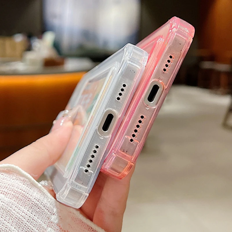 Red Cherry Pattern Shockproof Soft Silicone Phone Cover with Card Slot Pocket