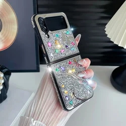Elegant Glitter Diamond Butterfly Luxury Phone Case - Artistic Creative Blingbling Colorful Design - Galaxy ZFlip6 (Silver)