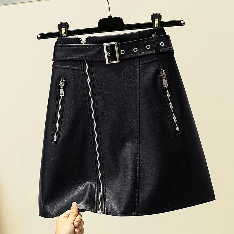 Women's autumn and winter 2022, the new slim leather short skirt half skirt trend   harajuku  Casual   Above Knee, Mini