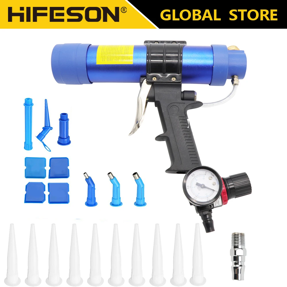 Caulking Gun Caulking Tools Caulking Gun Nozzles Caulking Nozzle 310ml Pneumatic Air Sealant Cartridge Gun Silicone Caulking Tool Caulk Nozzle Glass Rubber Grout Construction Tools