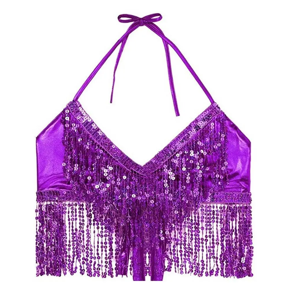 Charming Sequin Belly Dance Bra Shiny Tassel Performance Top Stage Nightclub Show Costumes Festivals