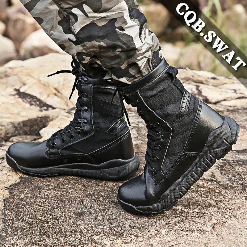 

Mens High Top Combat Boots Lightweight Canvas Breathable Jungle Training Shoes Male Hiking Desert Military Tactical Boots Ankle