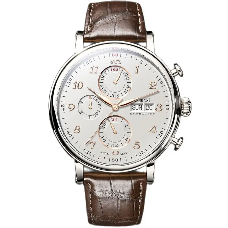 Men's Watches Switzerland LOBINNI Luxury Brand Perpetual Calendar Multi-function Seagull Automatic Mechanical Sapphire Mechanical Watch L13019-6