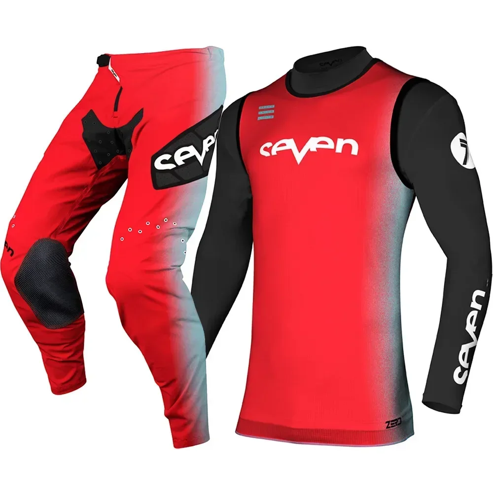 

2024.1 Black Red for SEVEN Mx Jersey Set Off Road Motorcycle Race Wear Dirt Bike Motocross Gear Set Moto Suit SV1