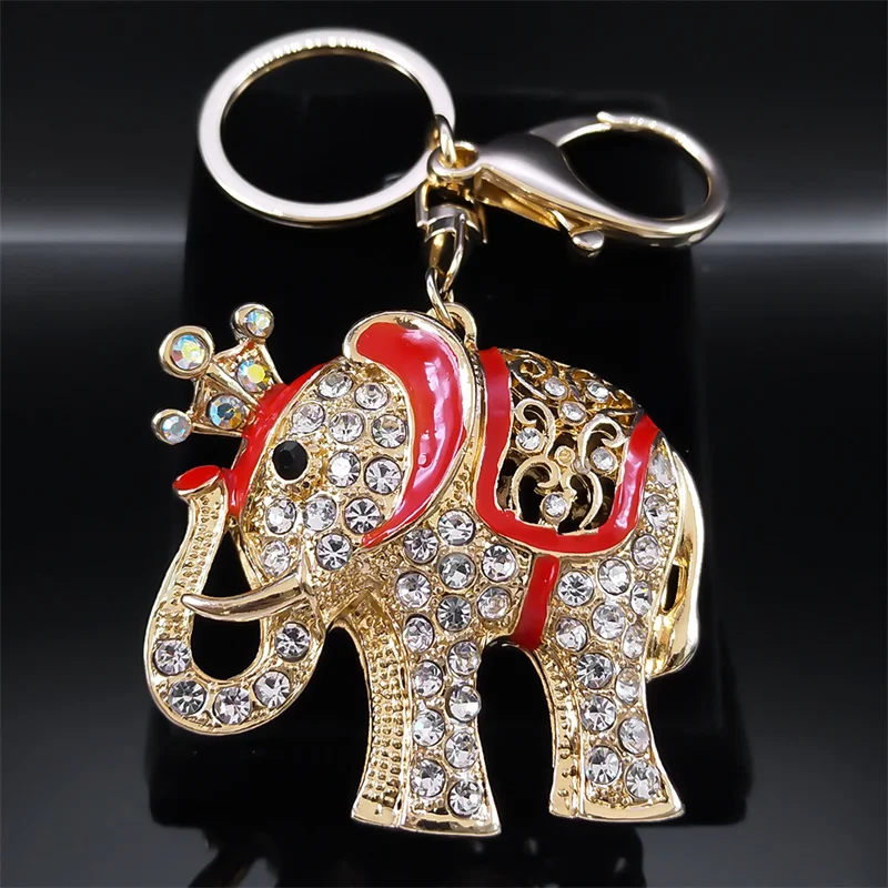 Mignon Animianl Porte-clés pour femmes Bling Elephant Key Ring