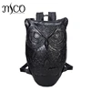 2022 Women Man hop trend Backpack Cool Black PU Leather 3D Graphic Embossed Owl Backpack Female Hot Sale Women Bag 1