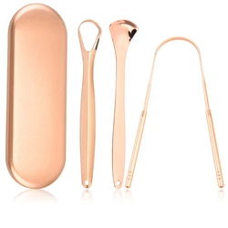 Stainless Steel Tongue Scraper Cleaner Travel Handy Case Fresh Breath Cleaning Coated Oral Hygiene Scrapper Cleaning Tools