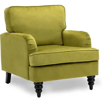 Olive Velvet Modern Club Chair 1