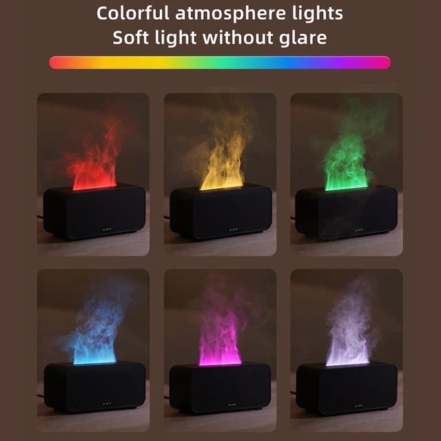 New Simulation Flame Aromatherapy Machine Mini Air Humidifier LED Colorful Light Timer Humidifier Home Perfume Diffuser 2