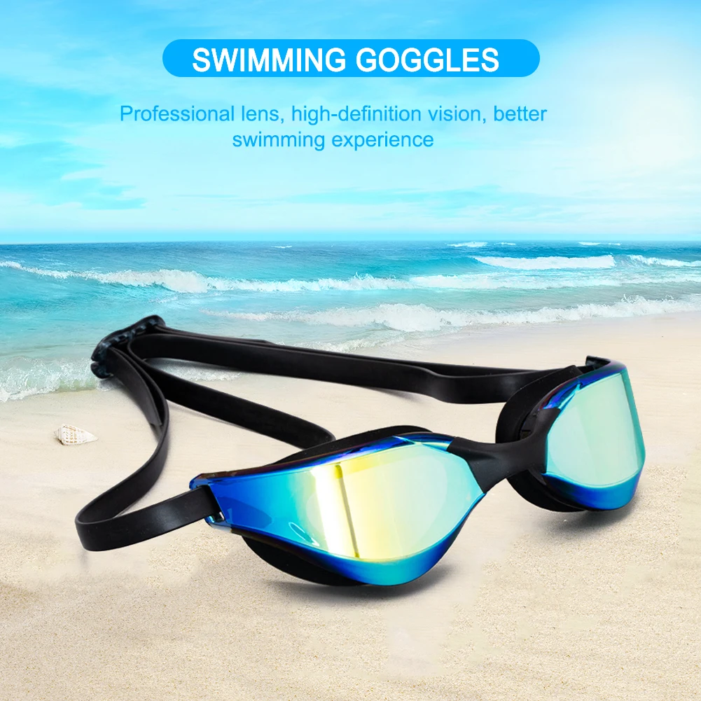 Professional Swim Glasses Anti-Fog Electroplate Diving Glasses UV Protection Wide View Swim Goggles for Women Men Youth Kids
