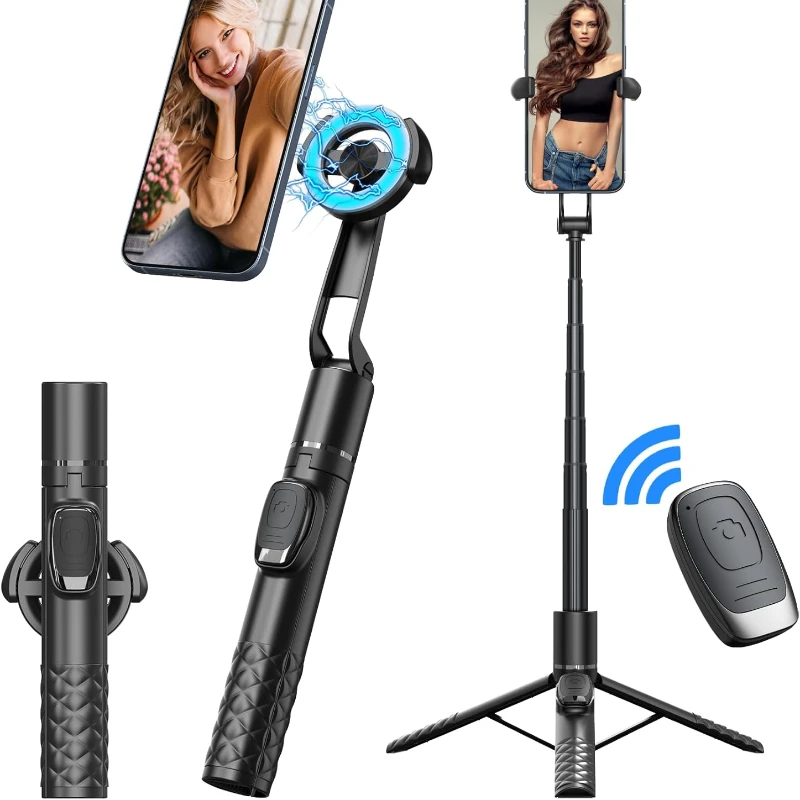 Magnetic Selfie Stick Extendable Phone Tripod Stand Portable Phone Tripod for All Cell Phones for Selfie/Photo/Live/Vlog