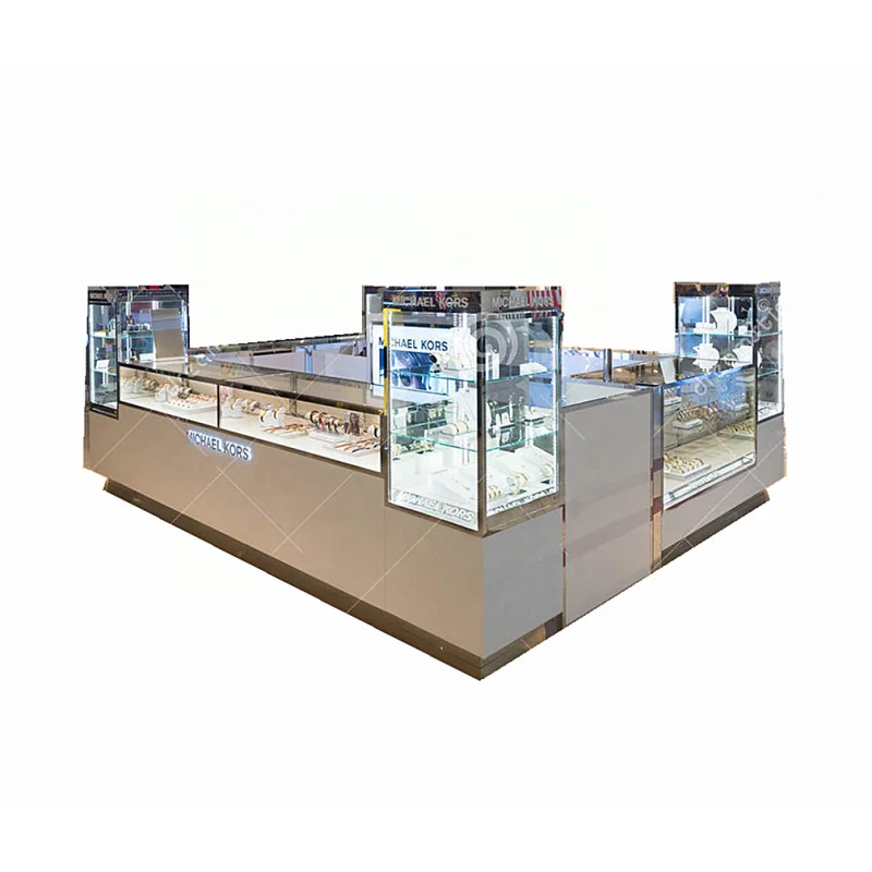 Metal Wood Mall Kiosk Design Ideas LED Light Luxury
