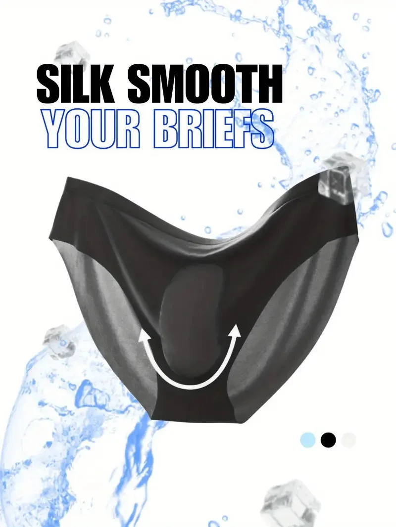 Description Picture 2 of item1pc Men's Ice Silk Seamless Plain Color Semi Sheer Briefs Cool Thin Breathable Stretch Comfortable Briefs sexy mens underwear