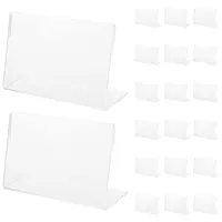 20Pcs Transparent Acrylic Price Tag Display Stands L Shape Display Stands Price Tag Shelf Label Shelf Table Price Tag Tray 1