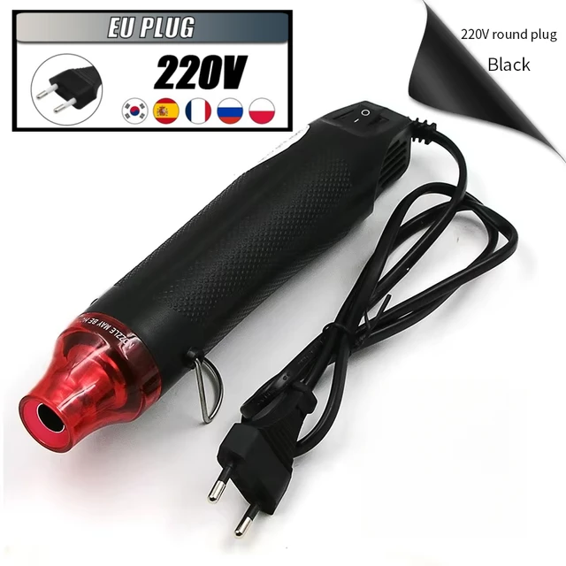 Pistolet à air chaud 220V norme UE pour réparation de téléphones portables, support de soudage, séchoir à cheveux, pistolet thermique 300W pour rétrécissement de plastique 1