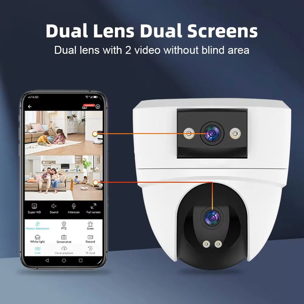 ANSVICAM 4K WiFi IP Camera PTZ Dual Lens Smart Home Auto Tracking CCTV Camera Wireless Surveillance Security Baby Monitor O-Kam 4