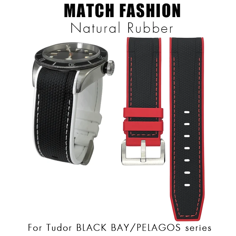 Nuovo Cinturino In Gomma 22Mm 23Mm Cinturino In Silicone Goffrato Per Tudor Heritage Black Bay Pelagos Braccialetti Impermeabili Morbidi