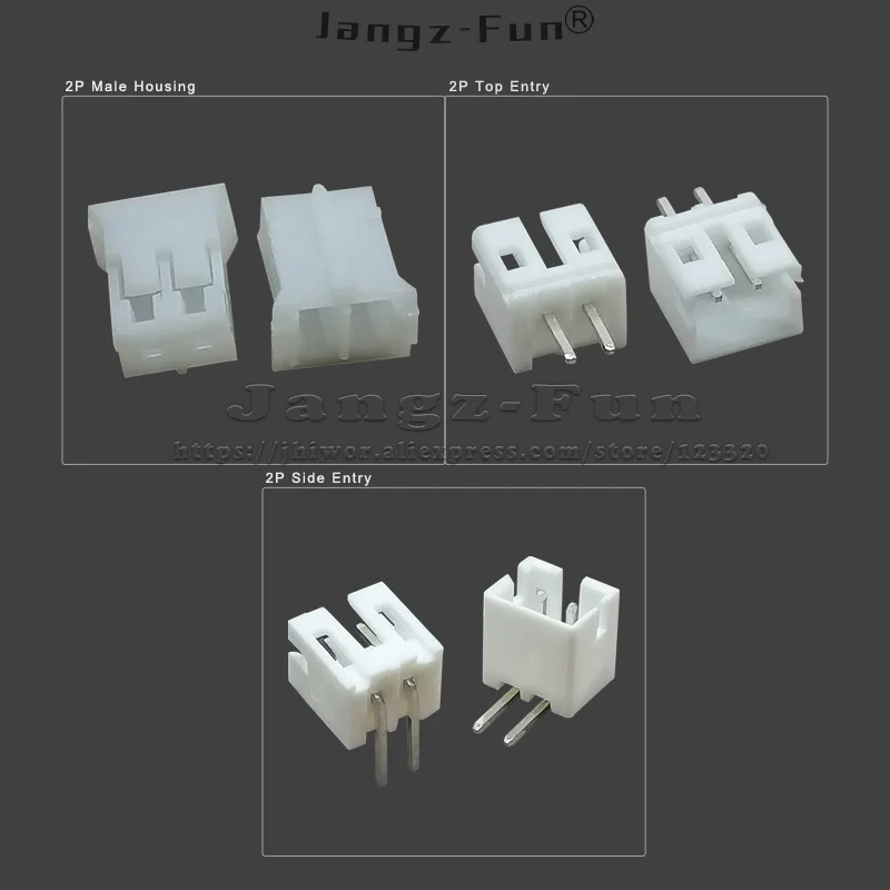 100-Pack 2-Pin Electrical Wire and Housing Connectors, 2.0mm Pitch