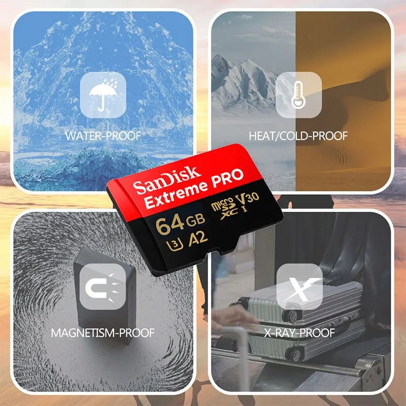 SanDisk 익스트림 프로 마이크로 SD UHS-I 메모리 카드, 마이크로 SD TF 카드, 카메라 DJI용, 32GB, 256G, 512GB, 64GB, 1TB, 200 MB/s, C10, U3, V30,