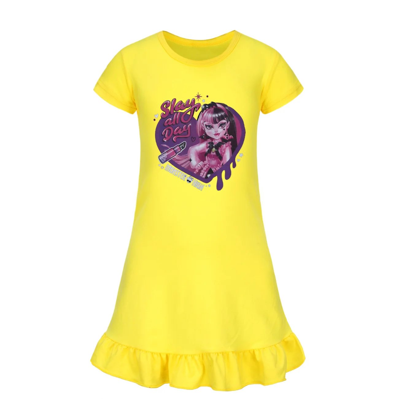  소녀 잠옷, 몬스터 하이 의류, 어린이 캐주얼 드레스,  소녀 반팔 수면 원피스, 어린이 홈웨어, 여름