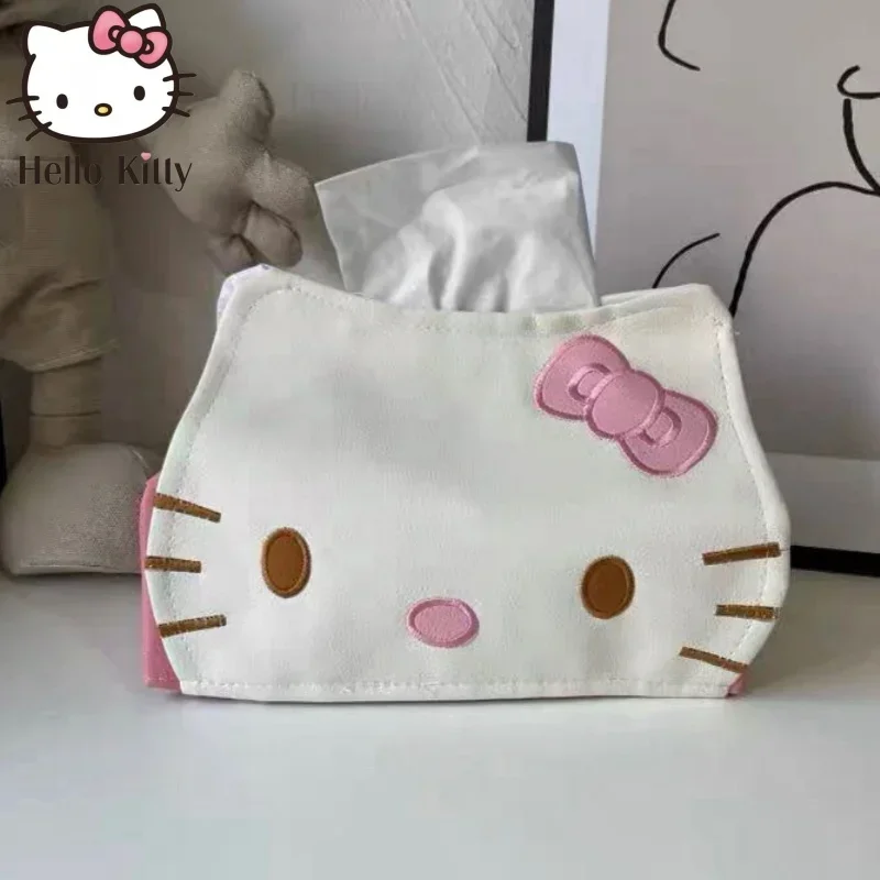 

Sanrio Hello Kiity Tissue Box Cartoon Kt Cat Paper Napkin Case Cute Pu Leather Animals Car Home Paper Storage Boxes Gifts Girls